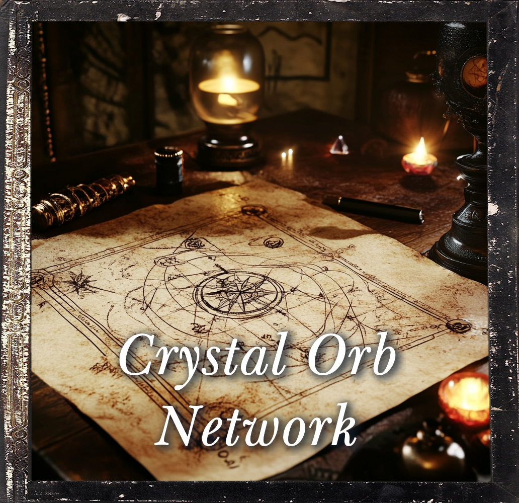 an ancient map with a diagram of the crystal orb network